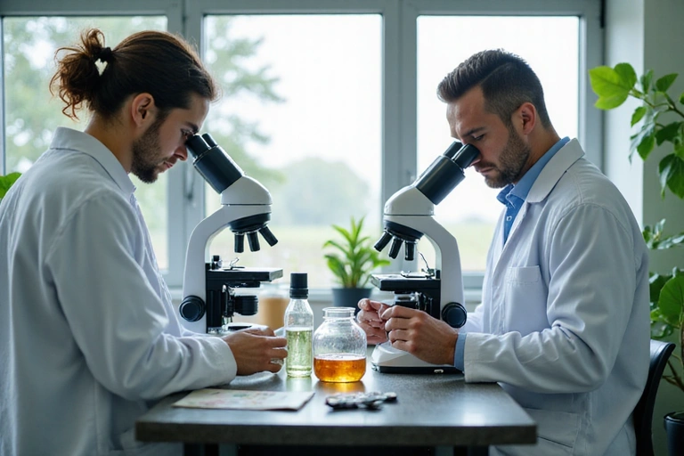 Scientists researching natural ingredients in a lab