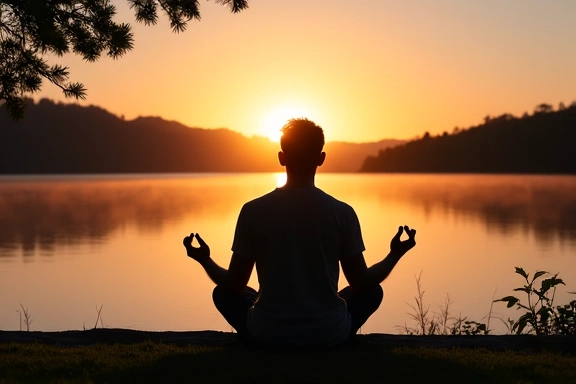 Man meditating outdoors