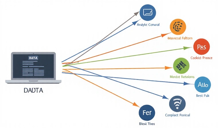 Diagram showing data flow from a website to various third-party services via cookies