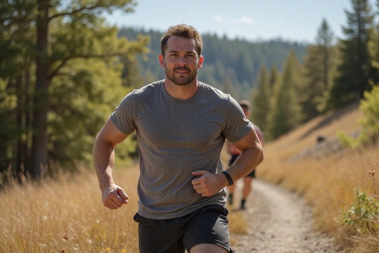 Man exercising outdoors, full of energy
